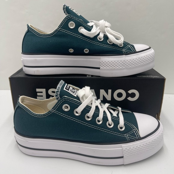 Converse Shoes - Converse Women's CTAS LIFT OX
DARKLY JADED/WHITE/BLACK Canvas Platform Sneakers